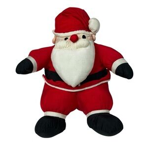 Vtg Puffy Santa Claus Christmas Plush Stuffed Toy Balloon Club Nylon Parachute